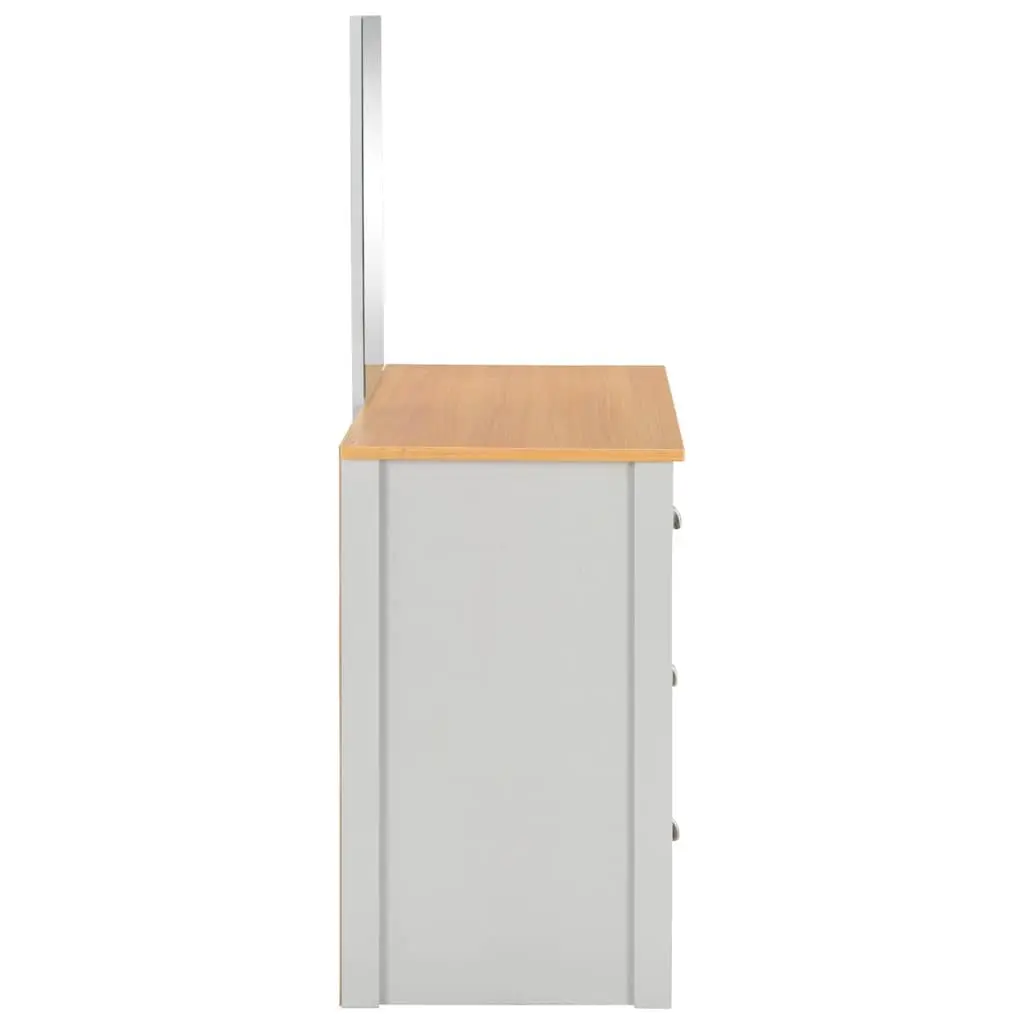 Grey Vanity Makeup Table with Mirror and Stool