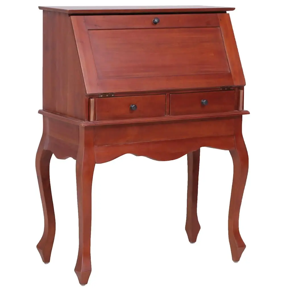 Secretary Desk Vintage Style Brown Solid Mahogany Wood Flip Top Compartments Storage Drawers