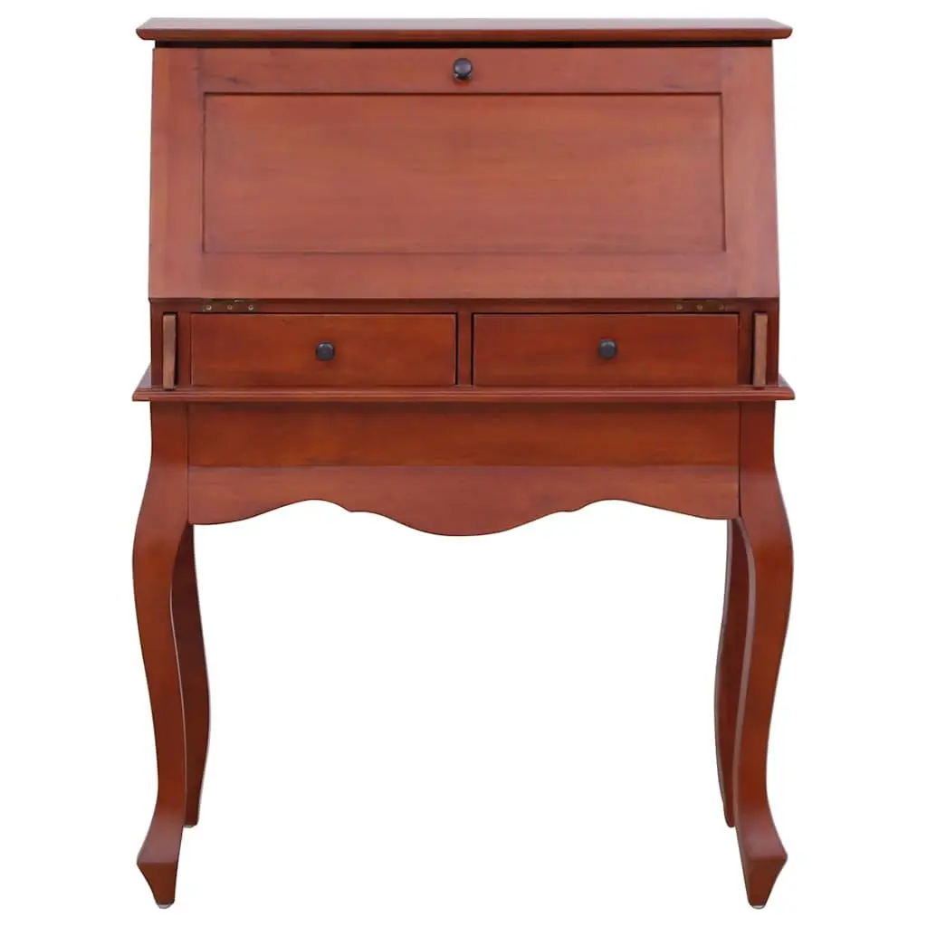 Secretary Desk Vintage Style Brown Solid Mahogany Wood Flip Top Compartments Storage Drawers