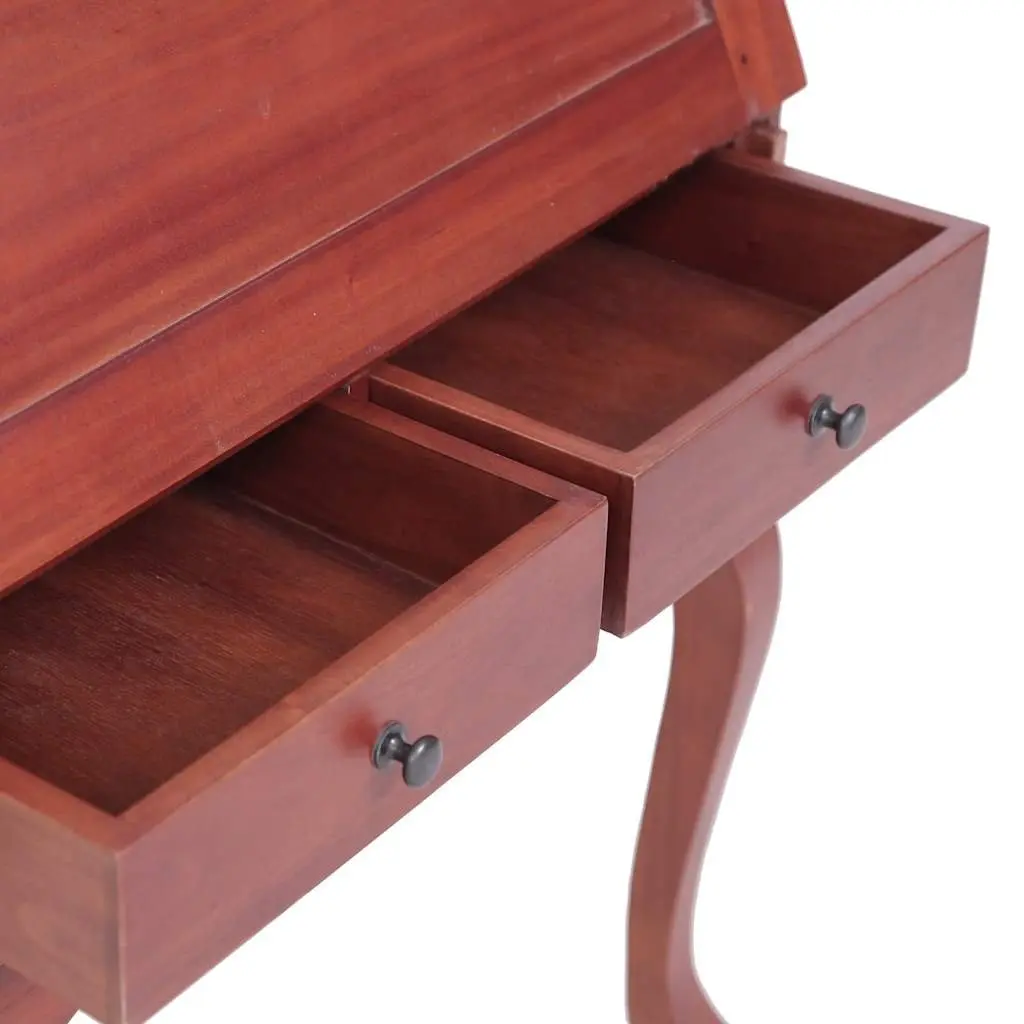 Secretary Desk Vintage Style Brown Solid Mahogany Wood Flip Top Compartments Storage Drawers