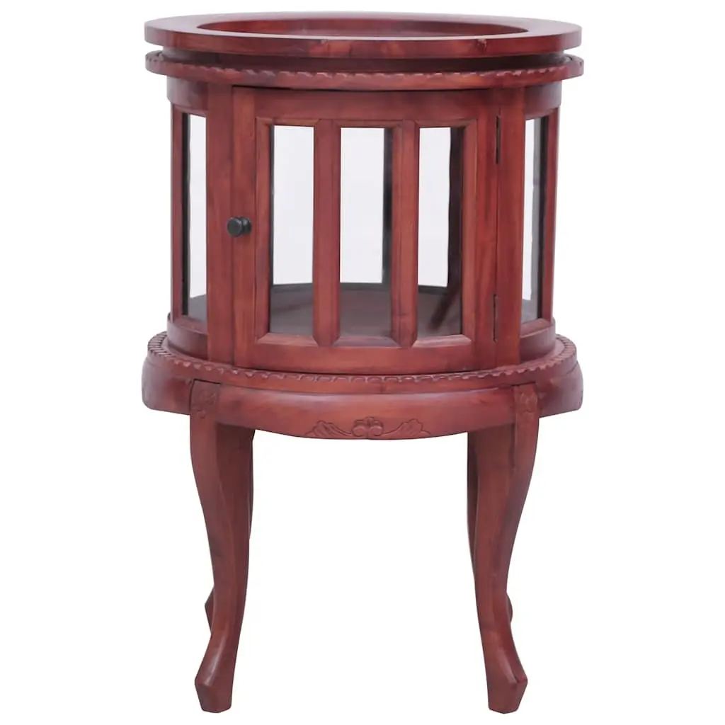 Wooden Vitrine Cabinet Brown Glass Display Side Table Storage Furniture