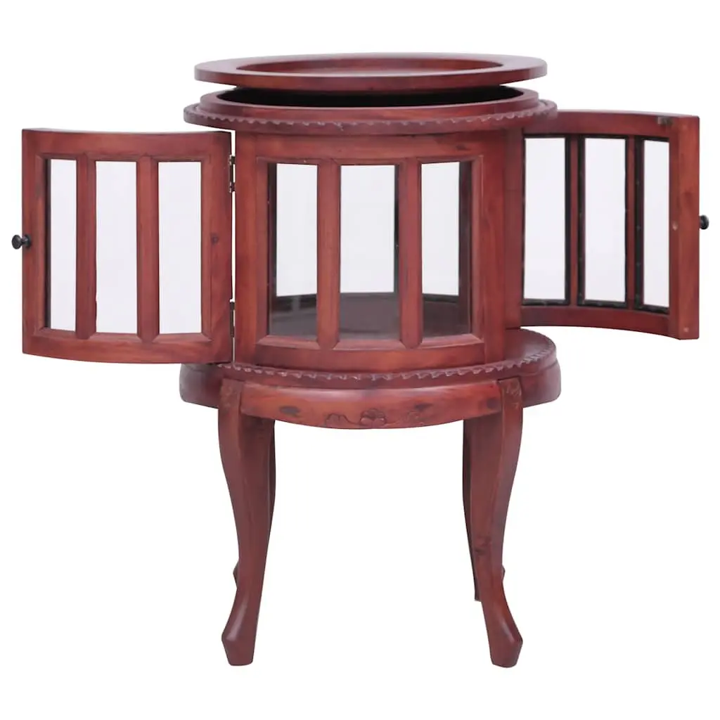 Wooden Vitrine Cabinet Brown Glass Display Side Table Storage Furniture