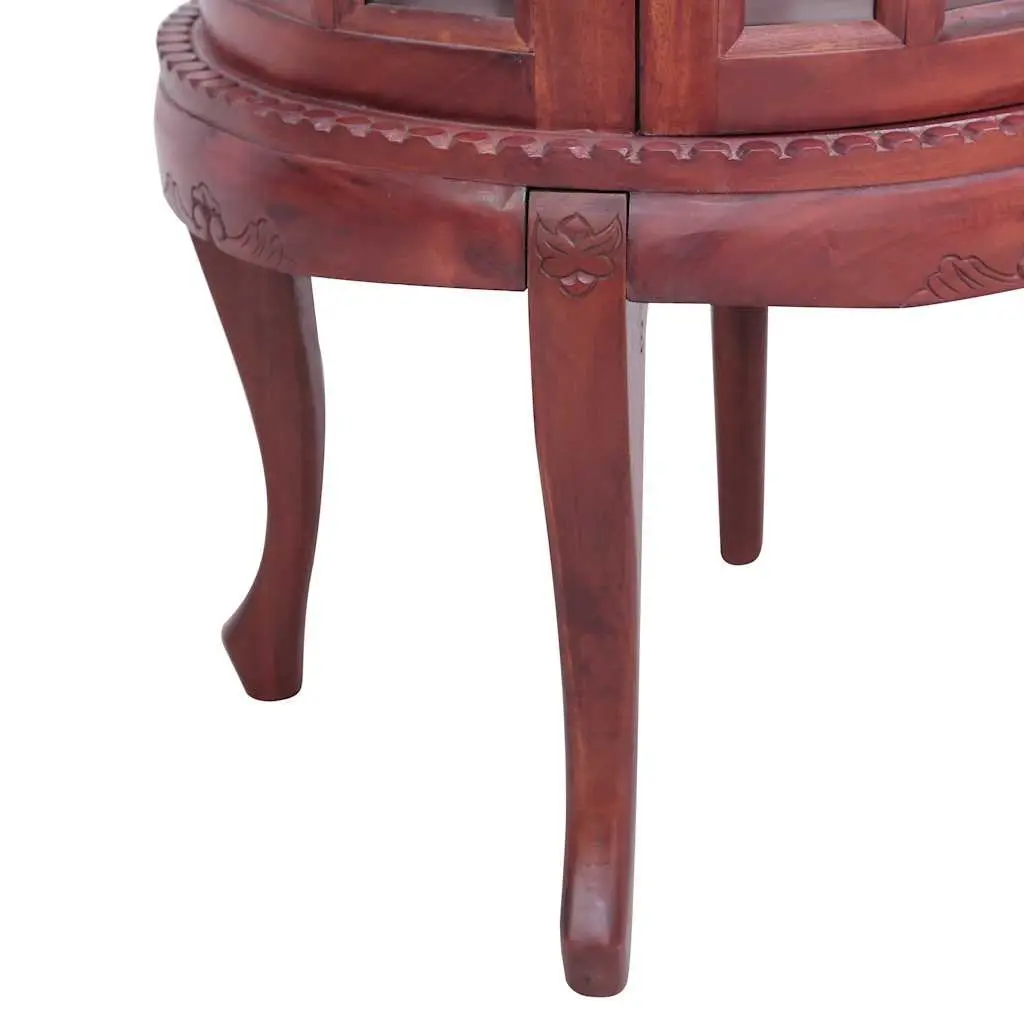 Wooden Vitrine Cabinet Brown Glass Display Side Table Storage Furniture