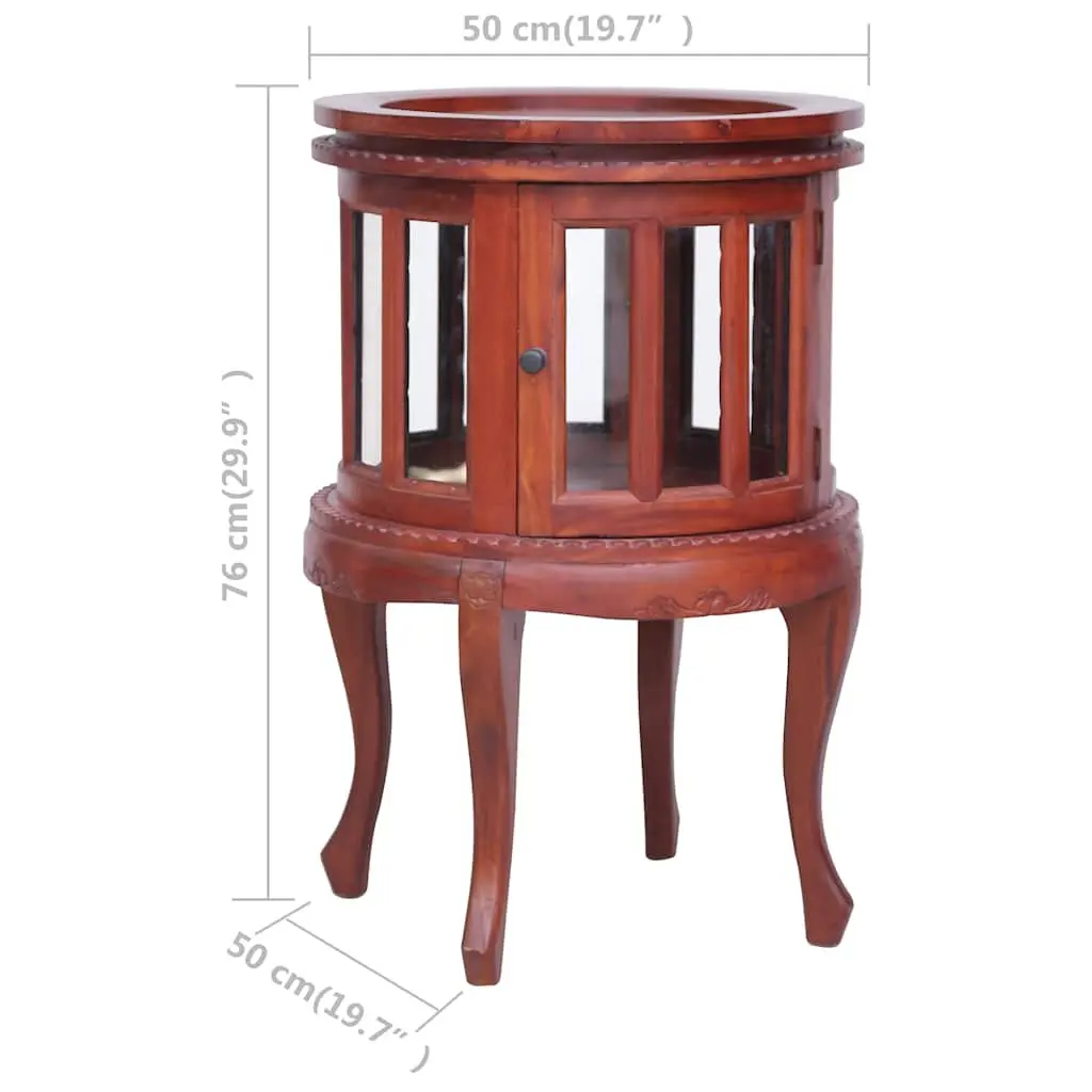 Wooden Vitrine Cabinet Brown Glass Display Side Table Storage Furniture