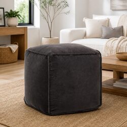 Anthracite Velvet Pouffe Ottoman for Relaxation