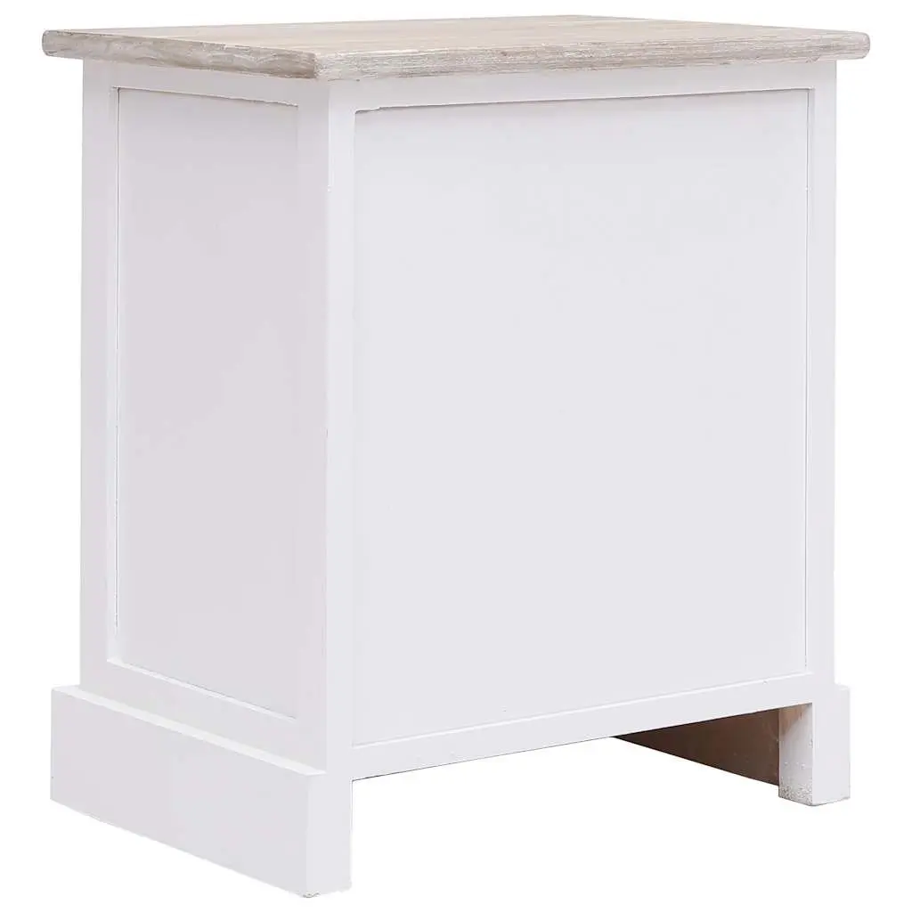 White Nightstand Set of 2 Paulownia Wood Bedside Cabinets with 1 Drawer and 1 Door for Bedroom or Living Room Storage