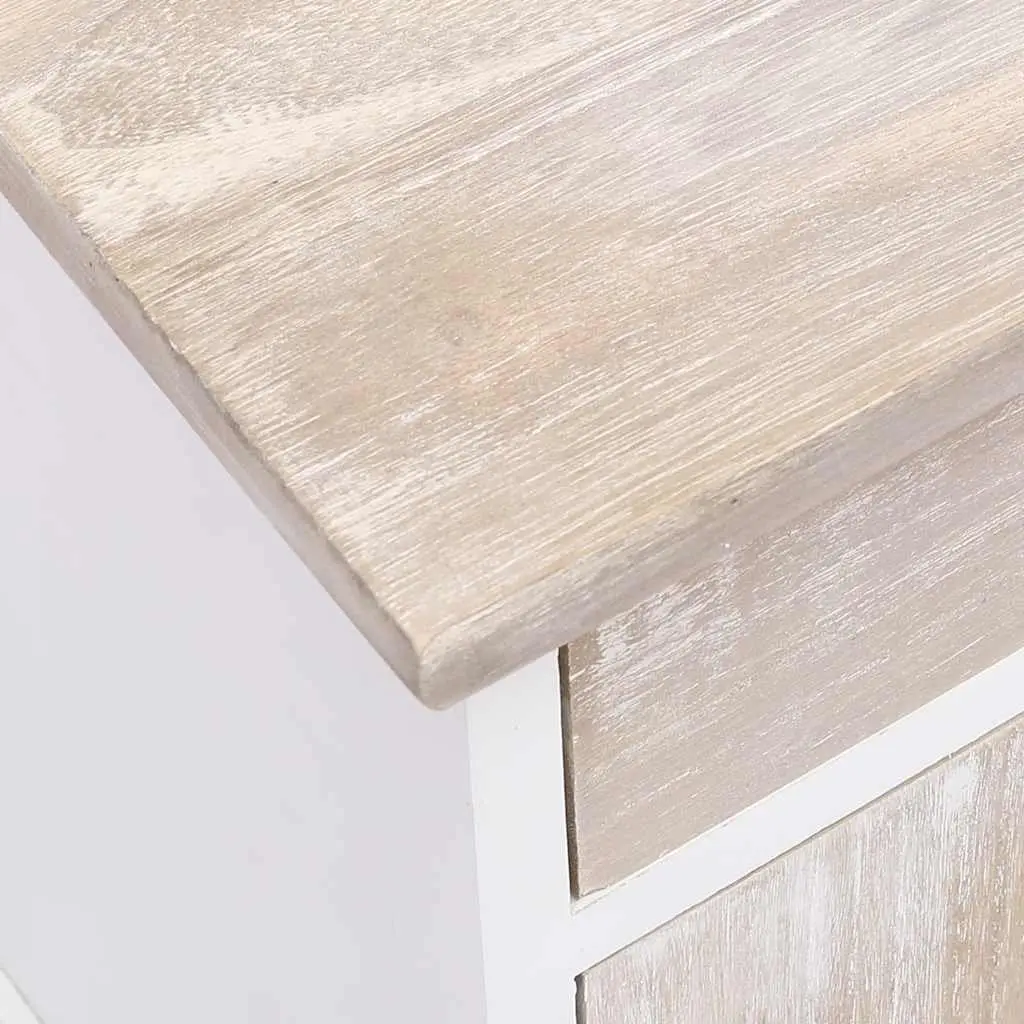 White Nightstand Set of 2 Paulownia Wood Bedside Cabinets with 1 Drawer and 1 Door for Bedroom or Living Room Storage