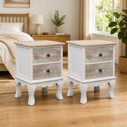 Charming White Wooden Nightstands 2 pcs 35x30x50 cm