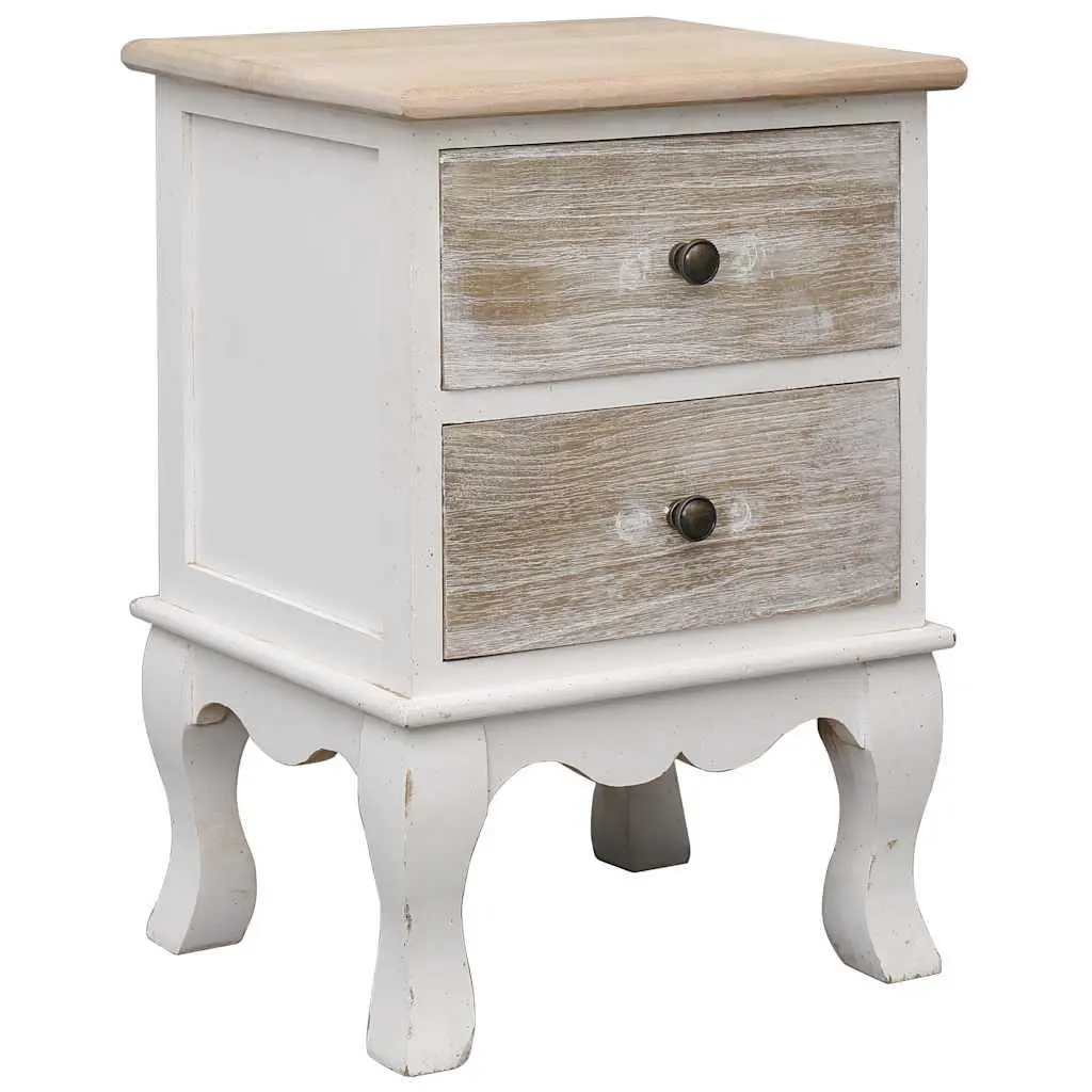 Bedside Cabinets White Wooden 35x30x50 cm 2 Piece Storage Drawers