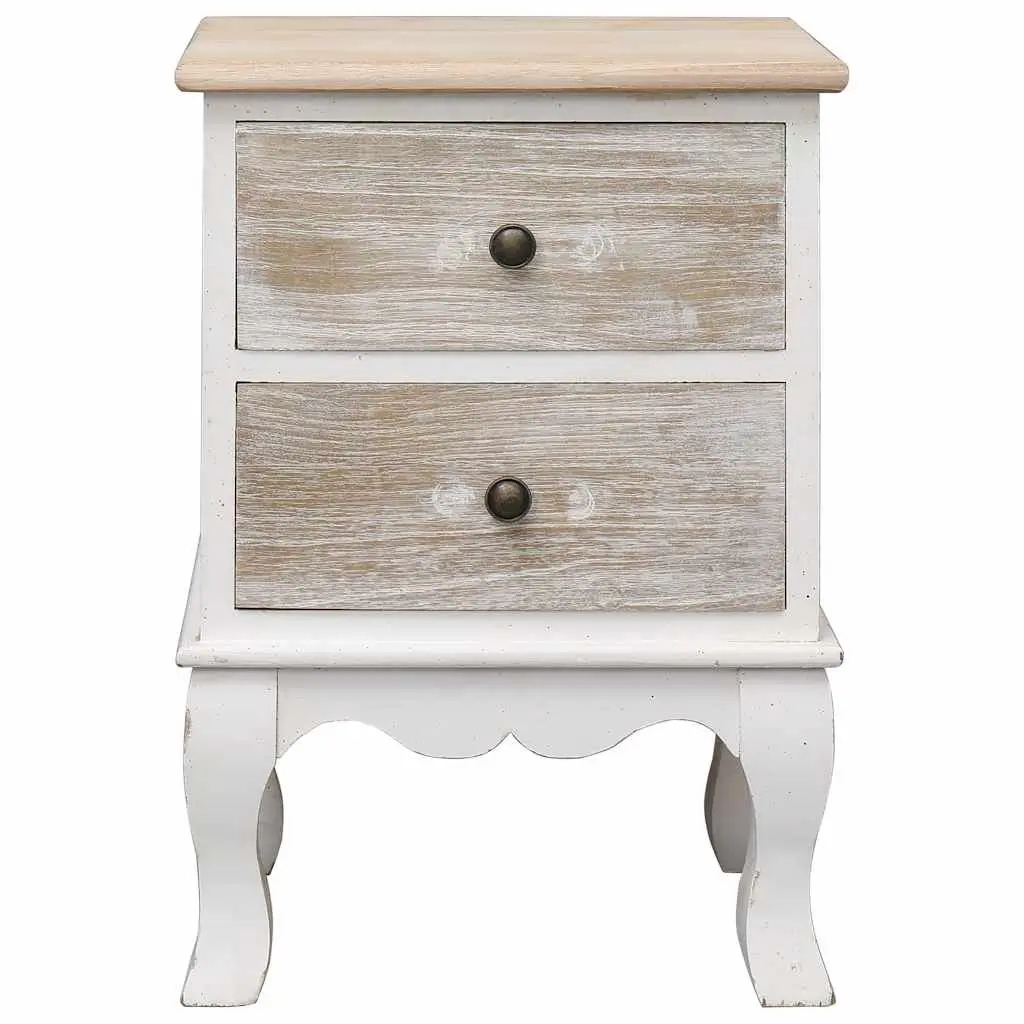 Bedside Cabinets White Wooden 35x30x50 cm 2 Piece Storage Drawers