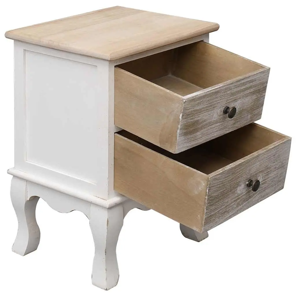 Bedside Cabinets White Wooden 35x30x50 cm 2 Piece Storage Drawers
