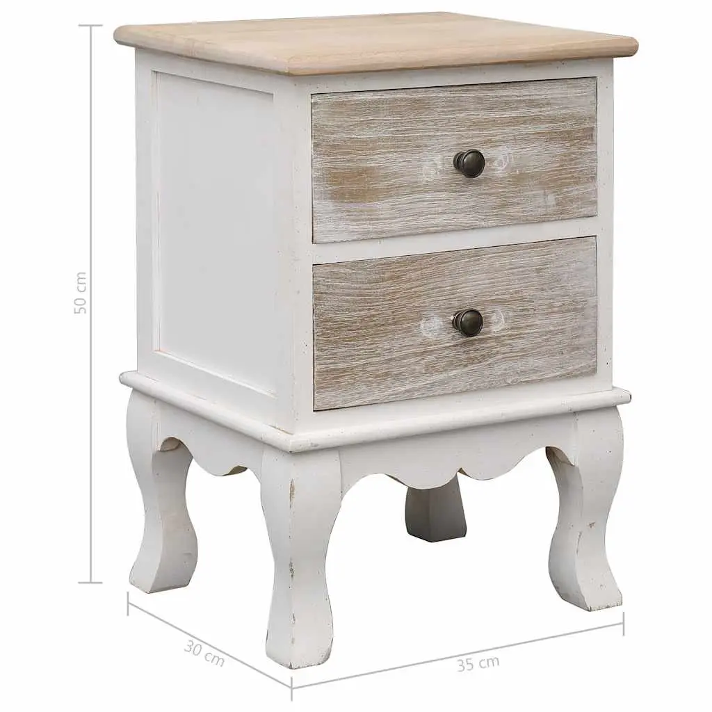Bedside Cabinets White Wooden 35x30x50 cm 2 Piece Storage Drawers