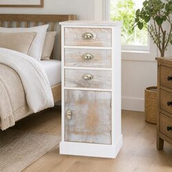 Elegant White Wooden Side Cabinet with 3 Drawers