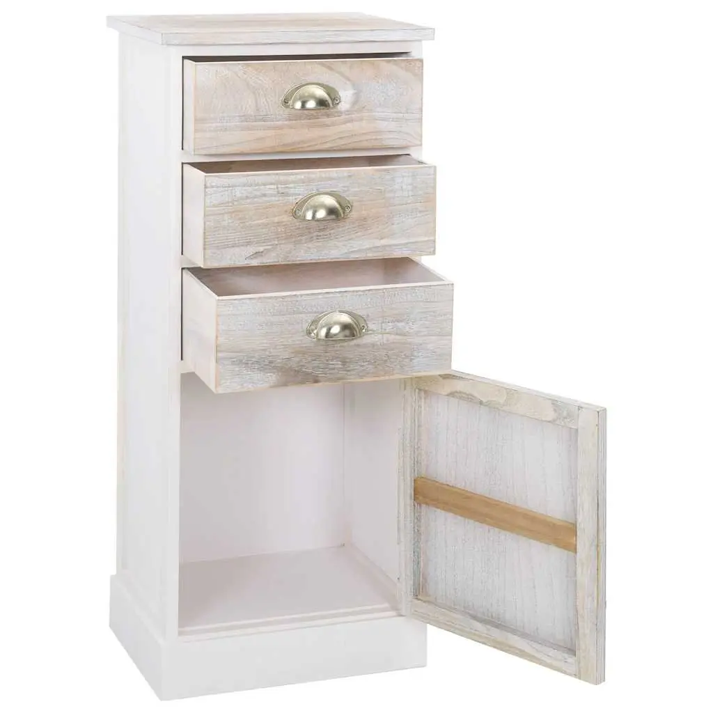 White Wooden Side Cabinet with 3 Drawers