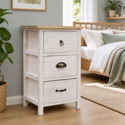 White Paulownia Wood Side Cabinet 35x25x57cm