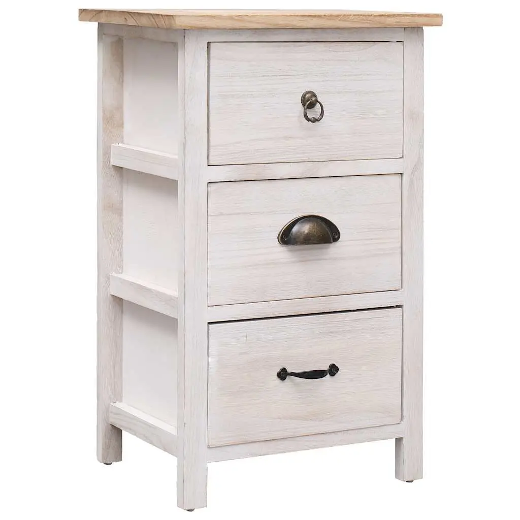 White Paulownia Wood Side Cabinet 35x25x57cm