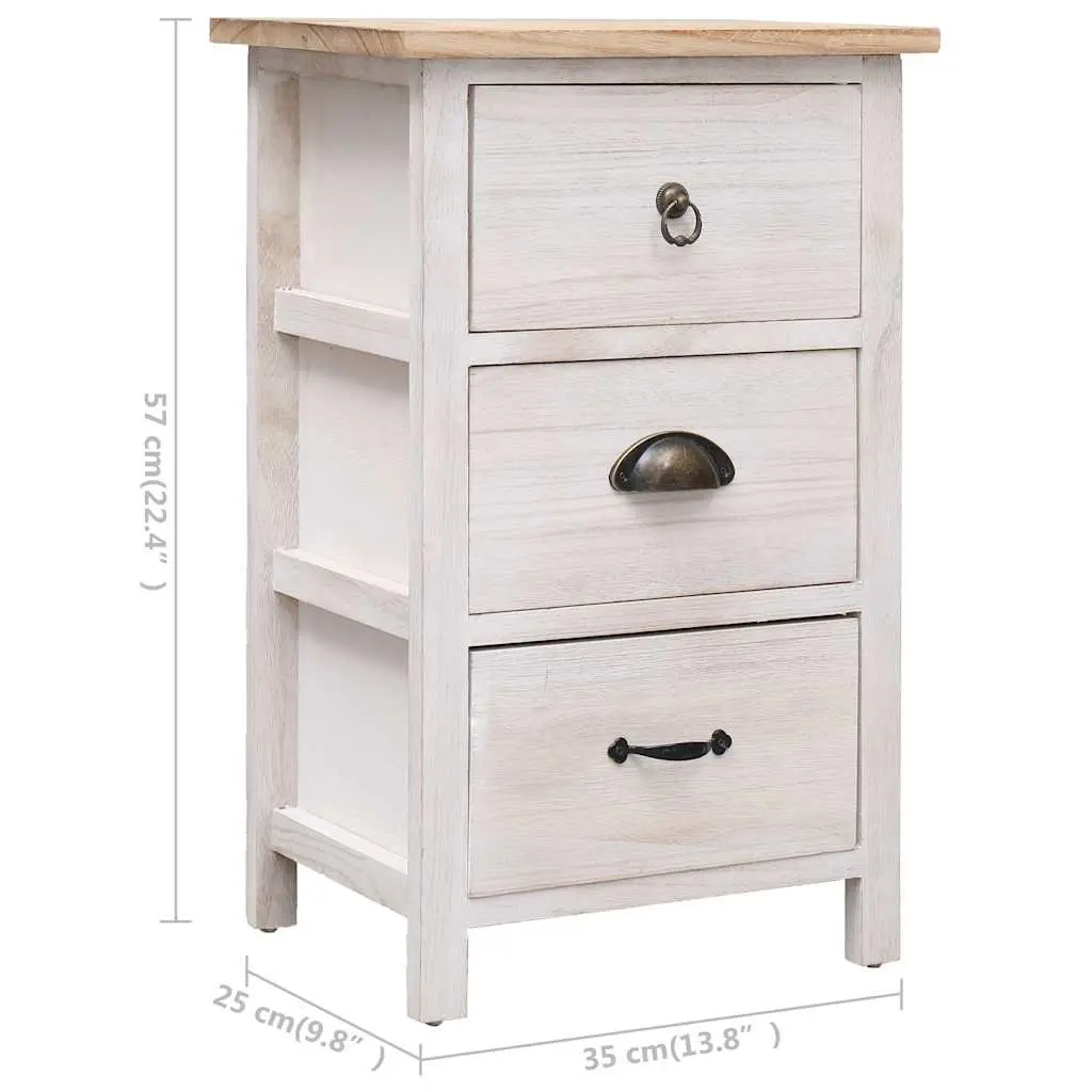 White Paulownia Wood Side Cabinet 35x25x57cm