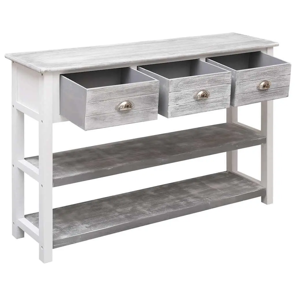 Grey Wooden Sideboard with 3 Drawers and 2 Shelves