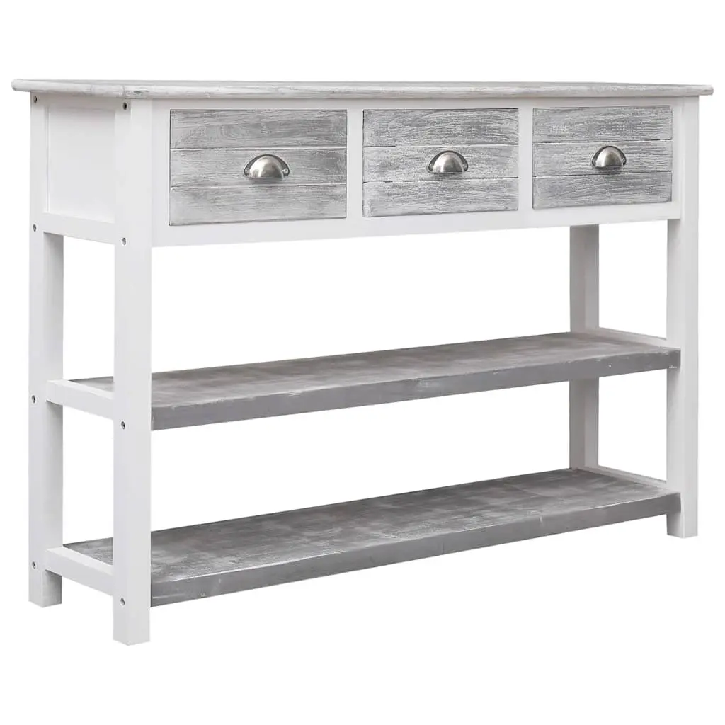 Grey Wooden Sideboard with 3 Drawers and 2 Shelves