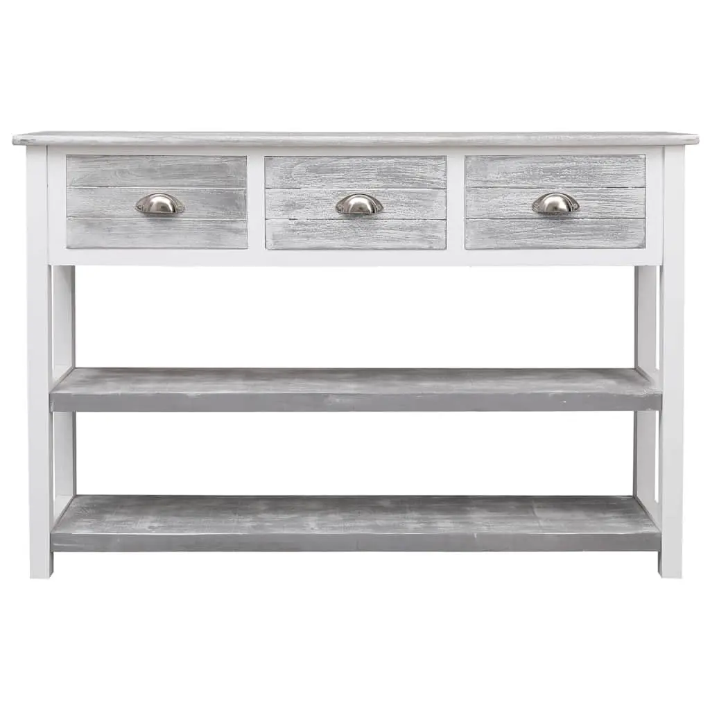 Grey Wooden Sideboard with 3 Drawers and 2 Shelves