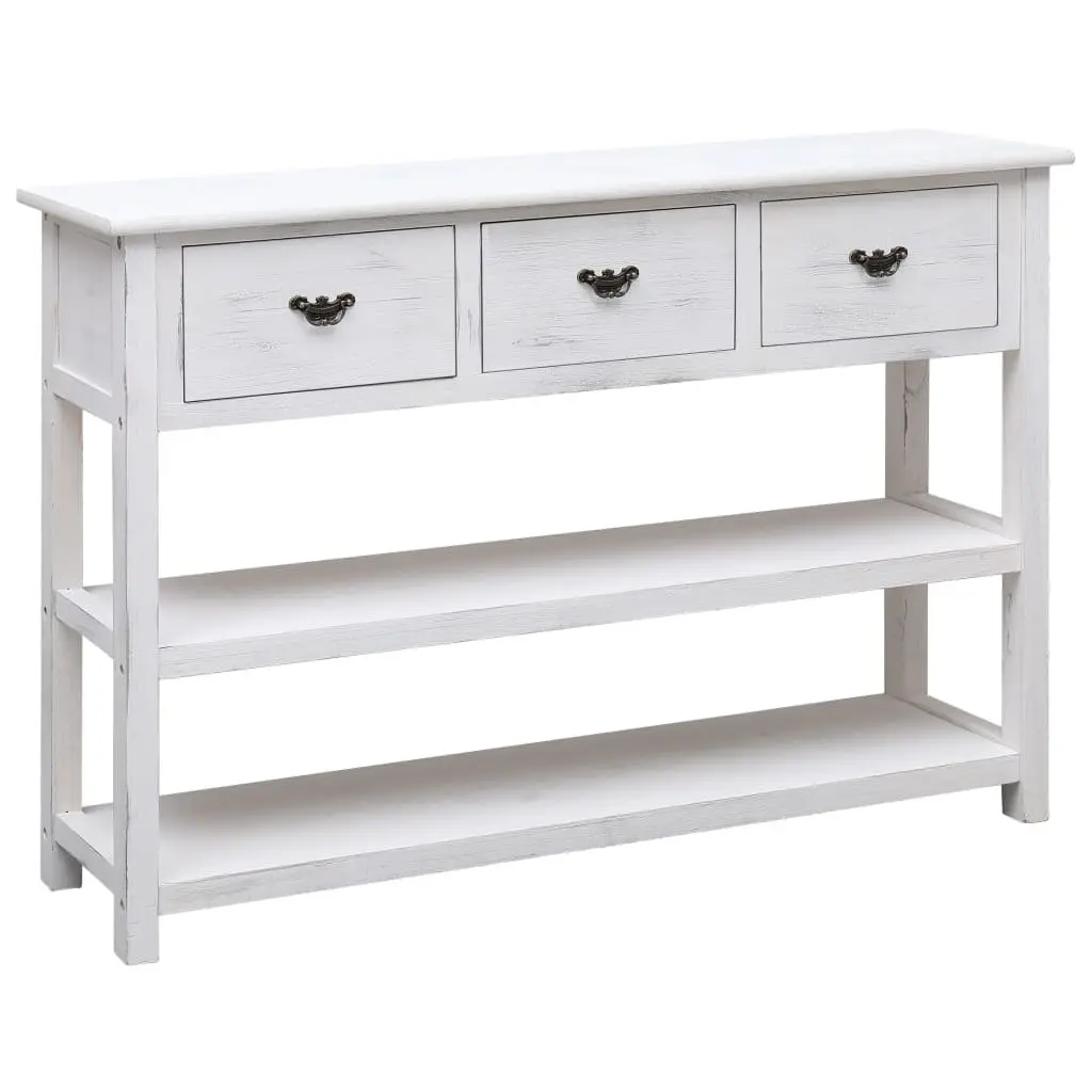 White Wooden Sideboard with 3 Drawers and 2 Shelves