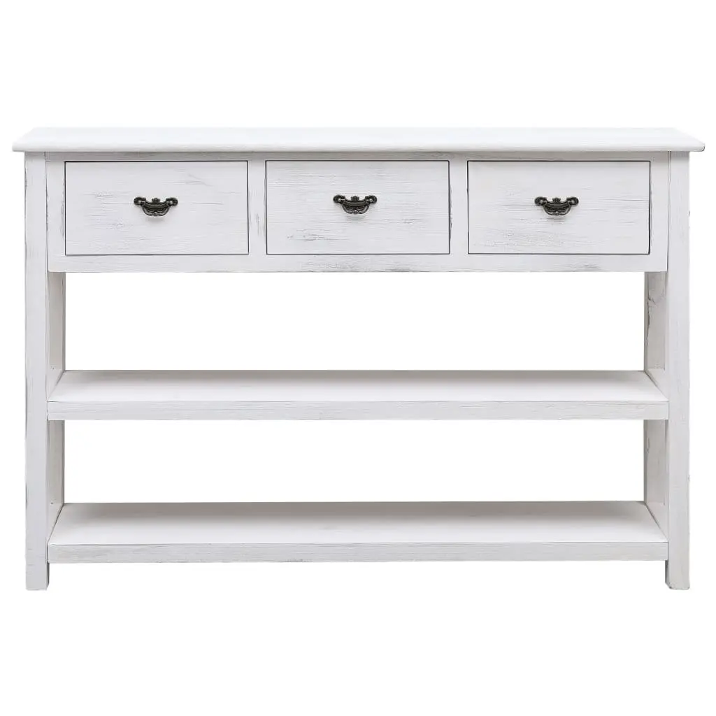 White Wooden Sideboard with 3 Drawers and 2 Shelves