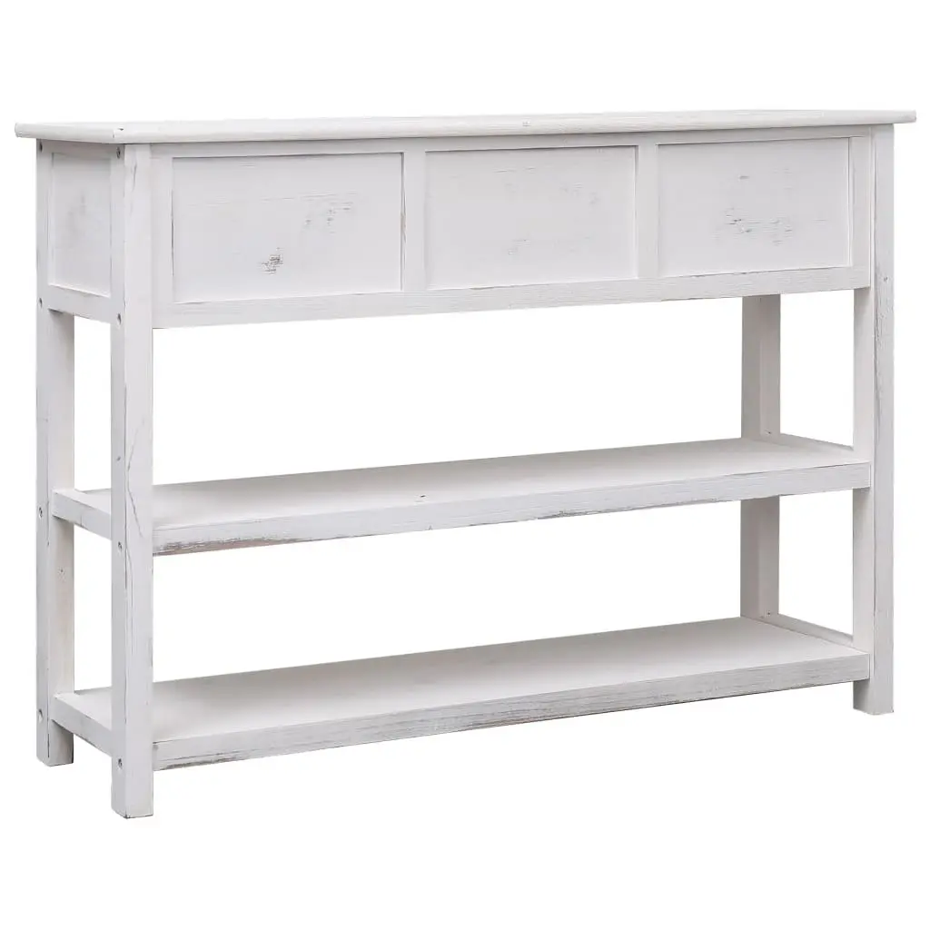 White Wooden Sideboard with 3 Drawers and 2 Shelves