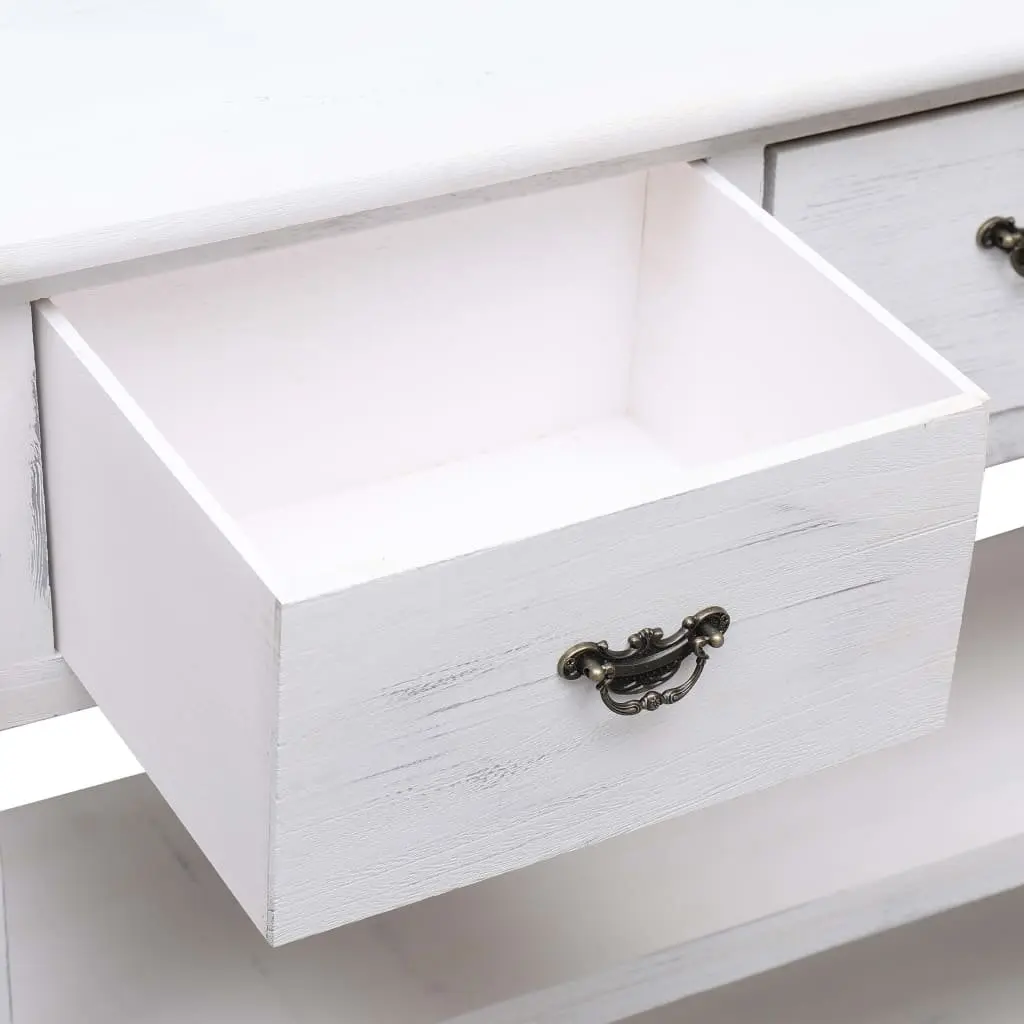 White Wooden Sideboard with 3 Drawers and 2 Shelves