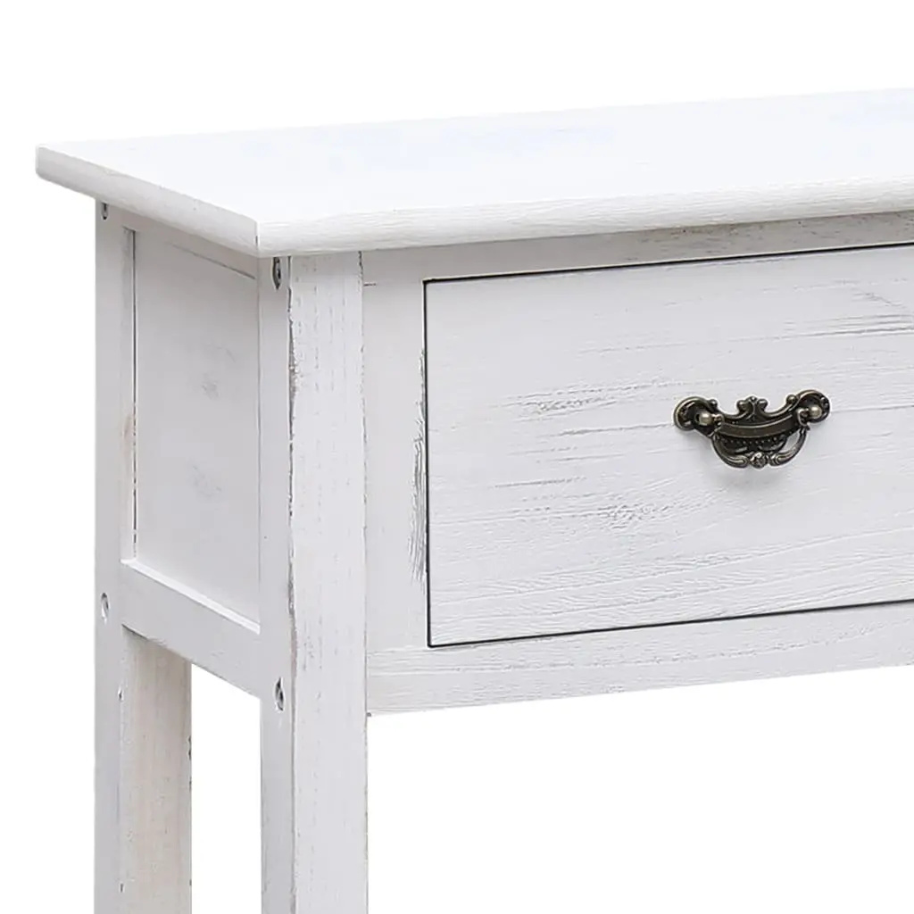 White Wooden Sideboard with 3 Drawers and 2 Shelves