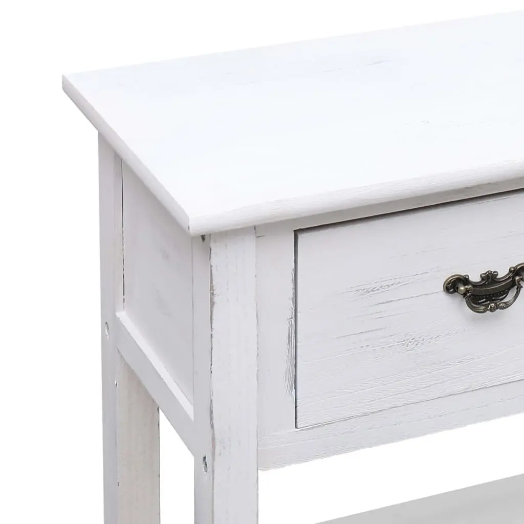 White Wooden Sideboard with 3 Drawers and 2 Shelves