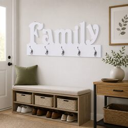Family Design Wall Mounted Coat Rack 74x29.5cm White