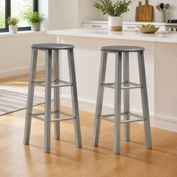 Set of 2 Anthracite Bar Stools with Footrests