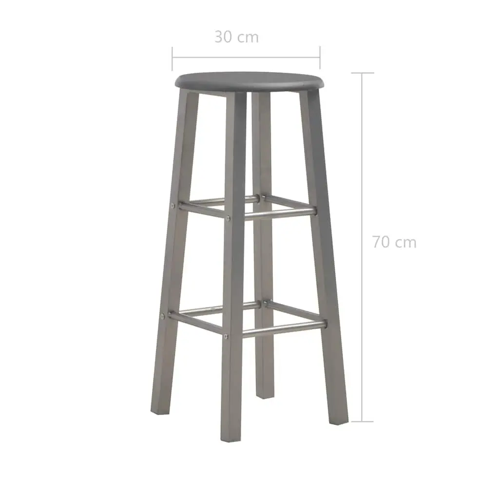 Set of 2 Anthracite Bar Stools with Footrests