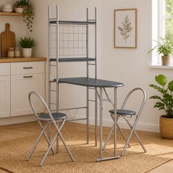 Inviting 3 Piece Folding Dining Set with Storage Rack