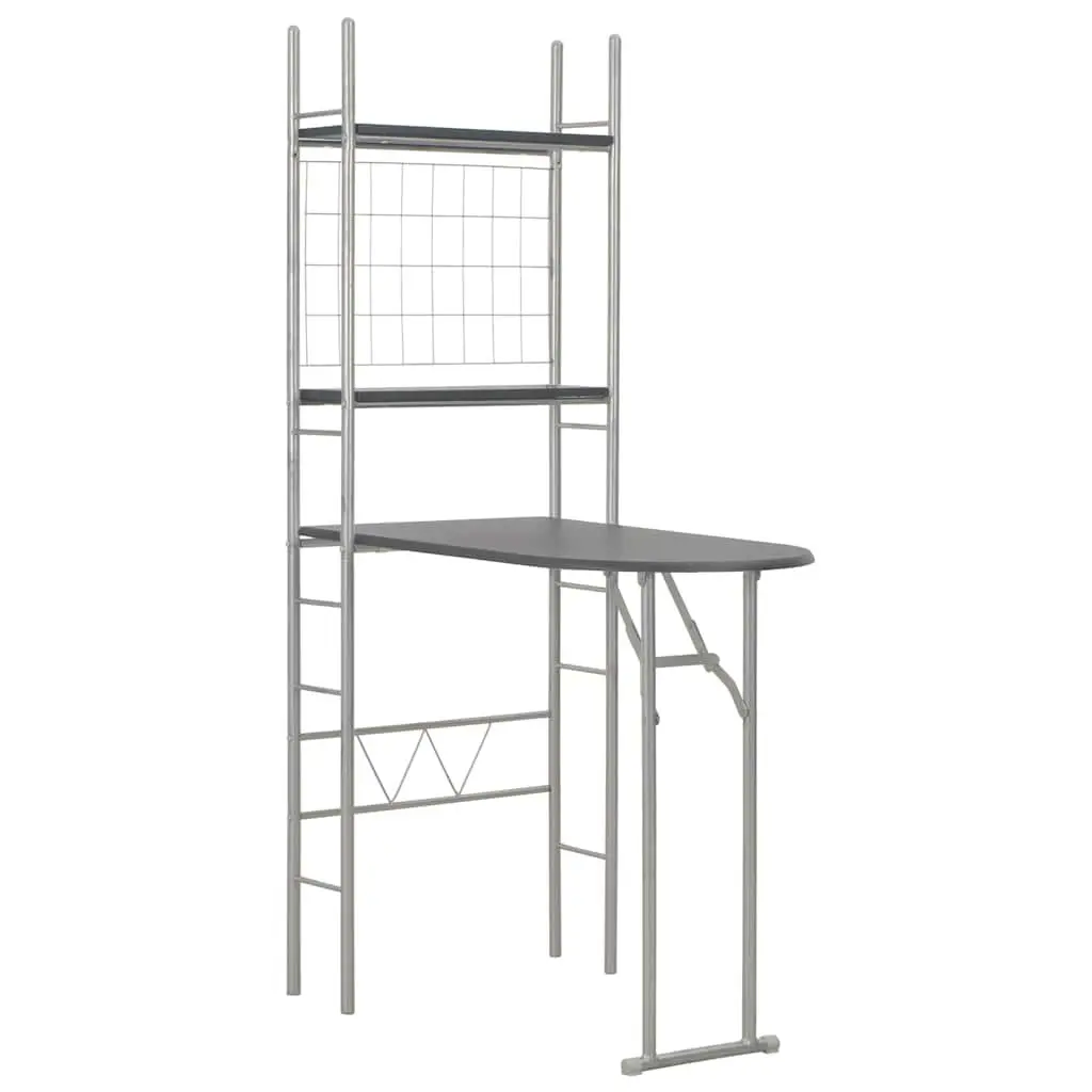 3 Piece Folding Dining Set with Storage Rack Kitchen Table and Chairs Black