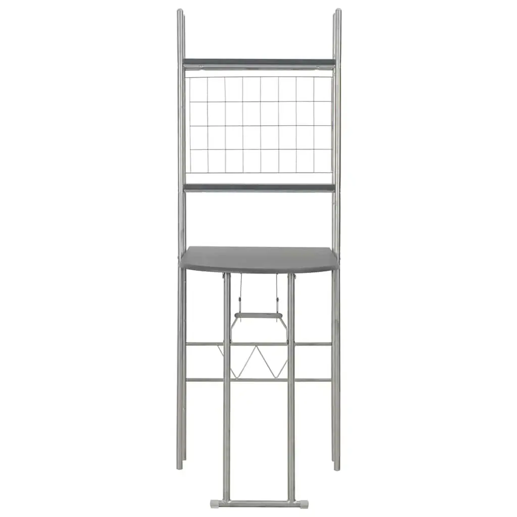 3 Piece Folding Dining Set with Storage Rack Kitchen Table and Chairs Black