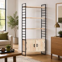 4-Tier Solid Mango Wood Bookcase 80x30x180 cm