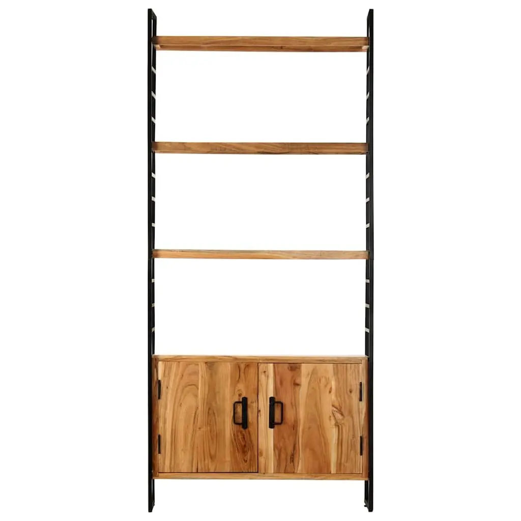 4-Tier Bookcase Industrial Style 80x30x180cm Rough Mango Wood and Powder-Coated Iron