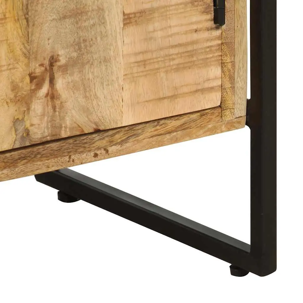 4-Tier Bookcase Industrial Style 80x30x180cm Rough Mango Wood and Powder-Coated Iron