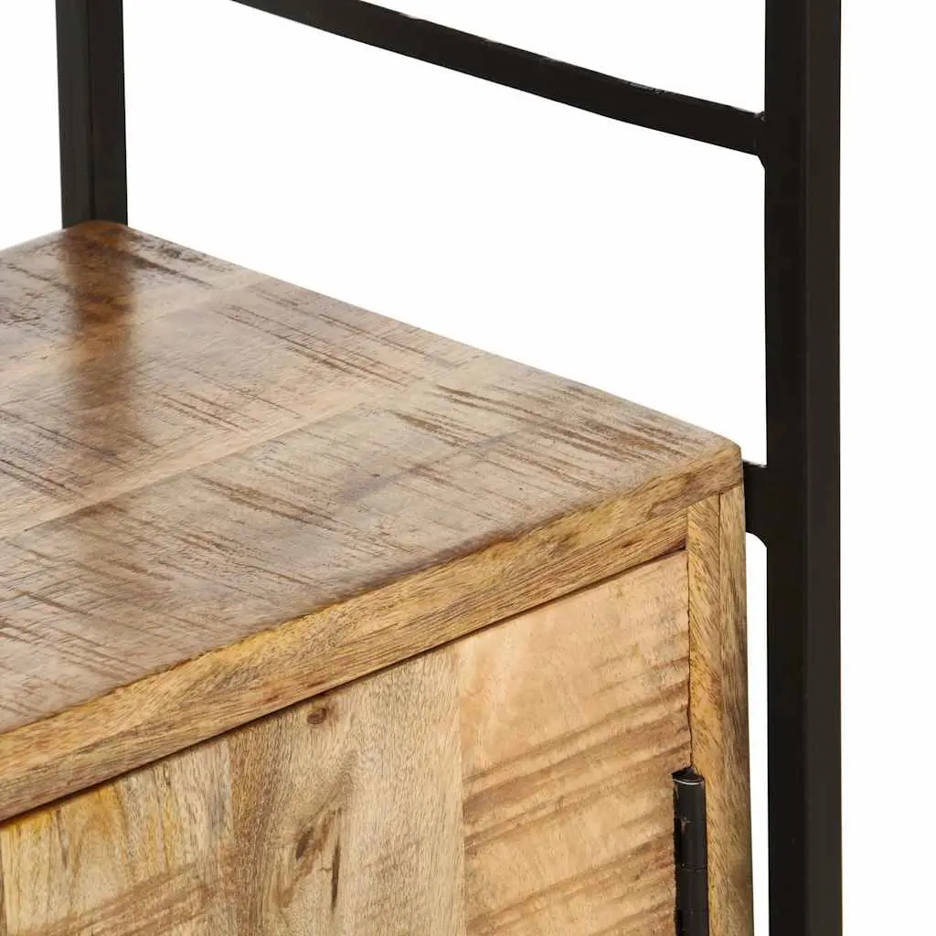 4-Tier Bookcase Industrial Style 80x30x180cm Rough Mango Wood and Powder-Coated Iron