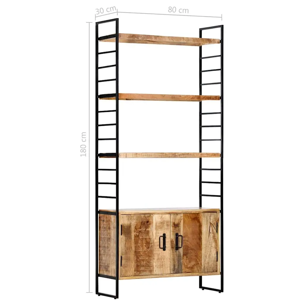 4-Tier Bookcase Industrial Style 80x30x180cm Rough Mango Wood and Powder-Coated Iron