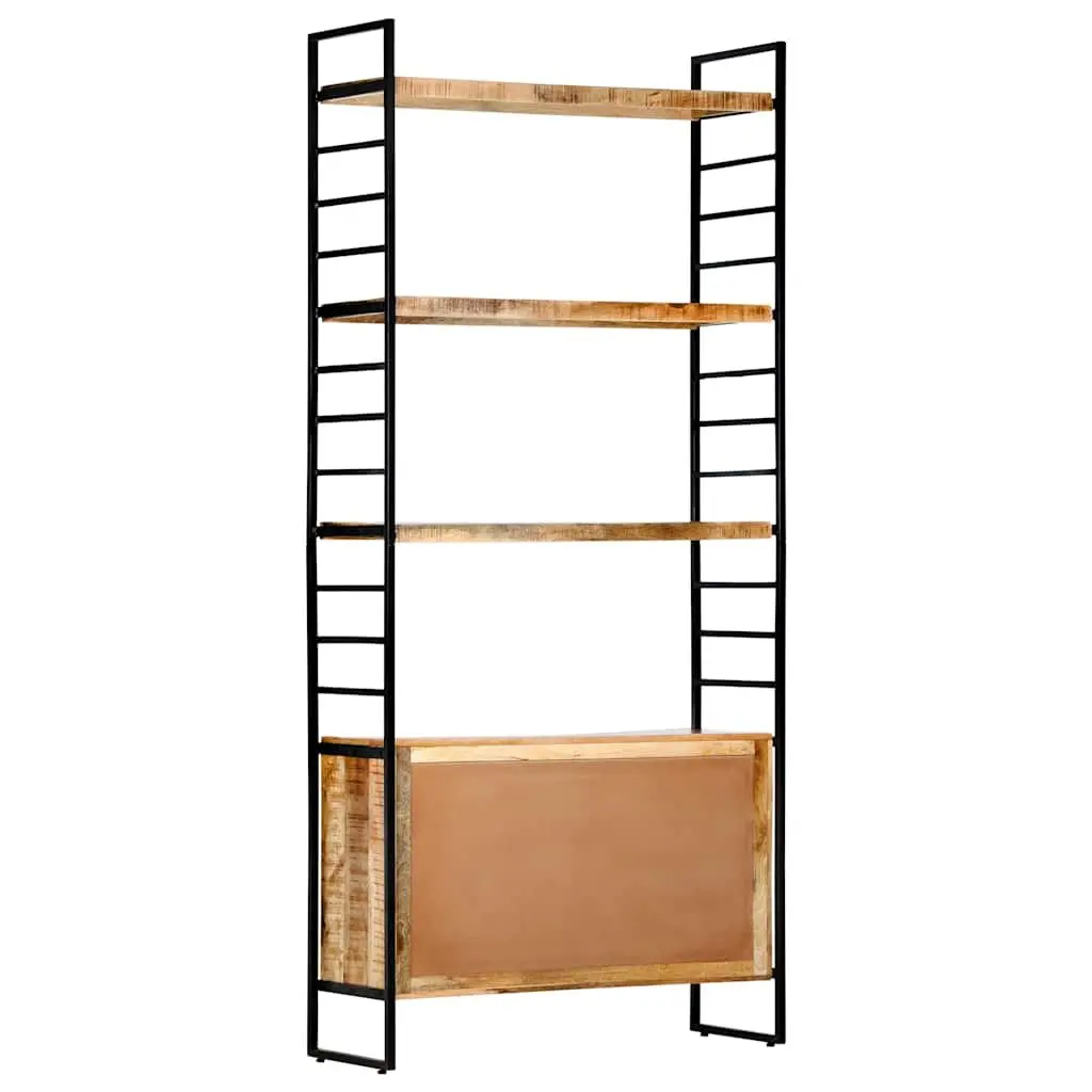 4-Tier Bookcase Industrial Style 80x30x180cm Rough Mango Wood and Powder-Coated Iron
