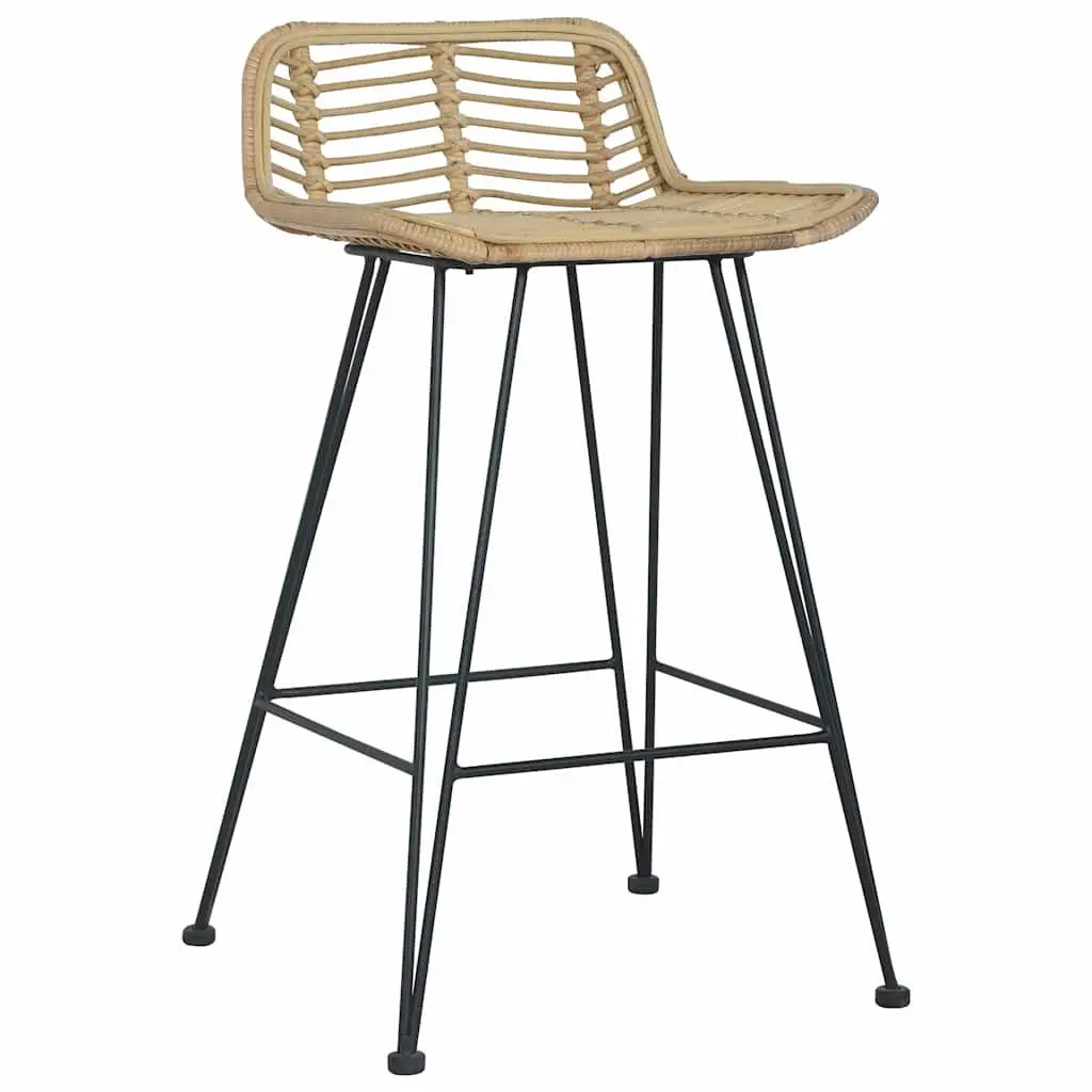 Natural Rattan Bar Stools 2 pcs with Backrest
