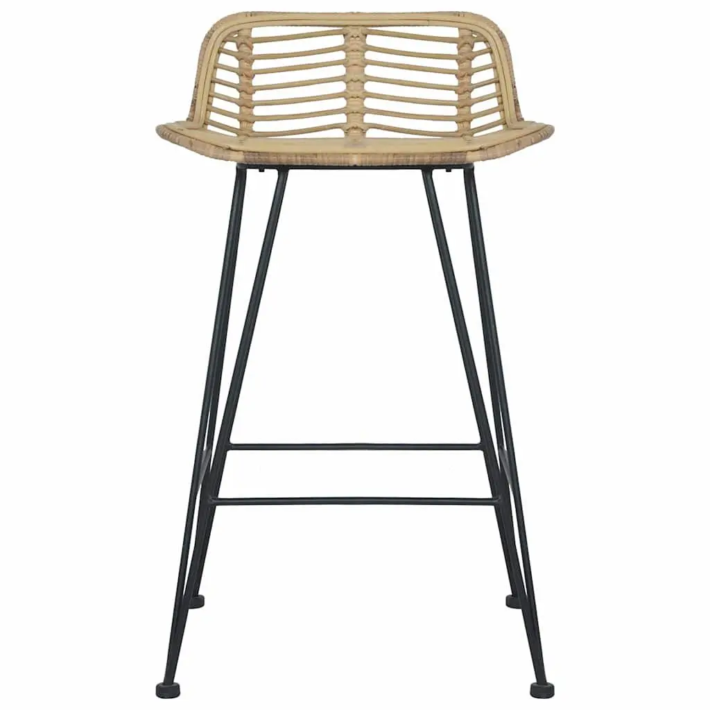 Natural Rattan Bar Stools 2 pcs with Backrest