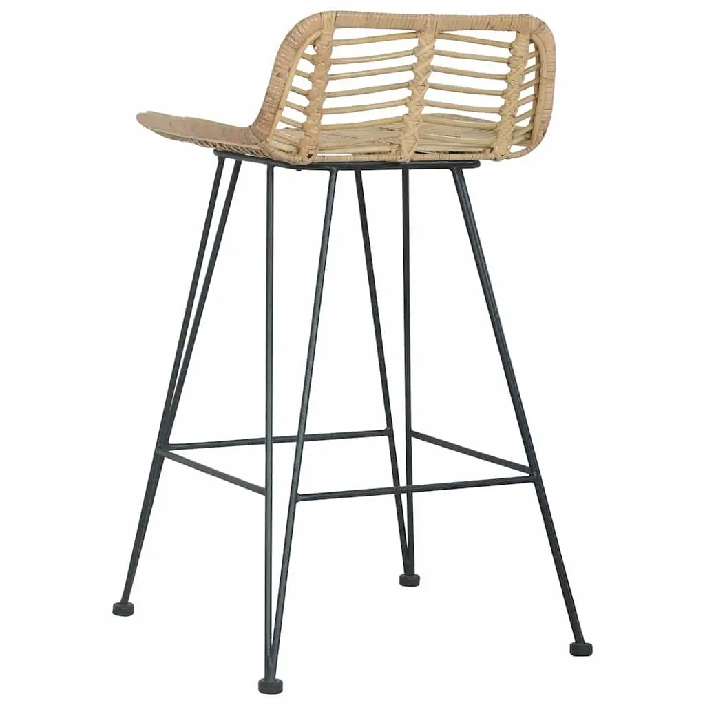 Natural Rattan Bar Stools 2 pcs with Backrest