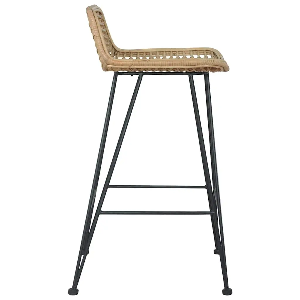 Natural Rattan Bar Stools 2 pcs with Backrest
