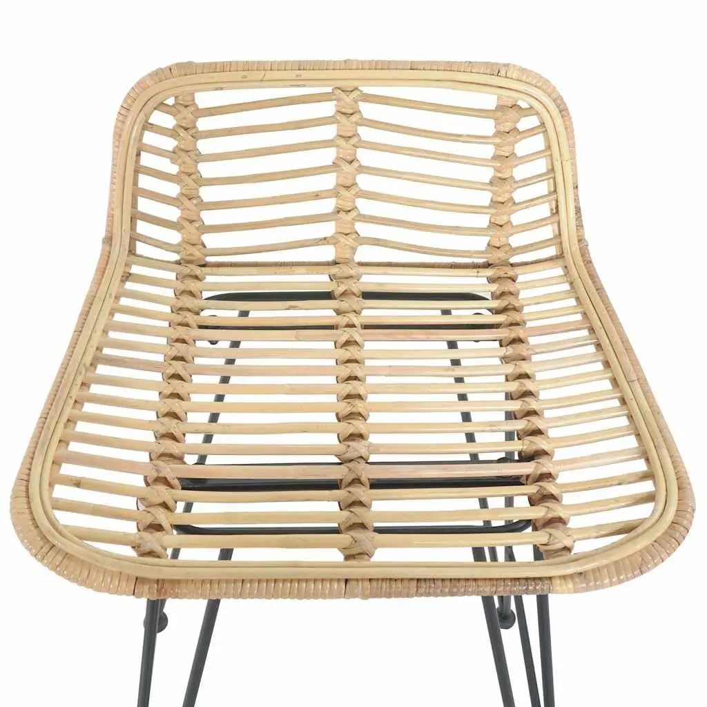 Natural Rattan Bar Stools 2 pcs with Backrest