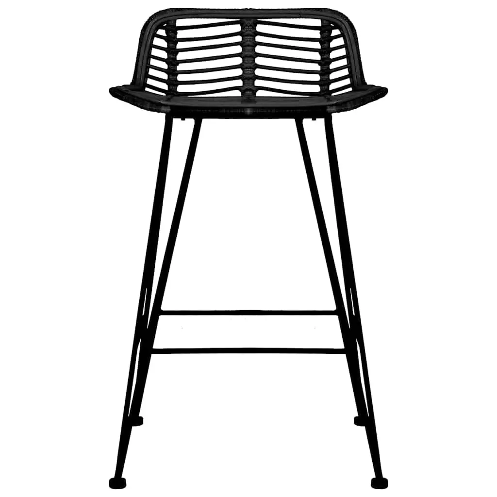 Bar Stools Rattan Black 2 Piece Metal Legs Kitchen Counter Pub Chairs