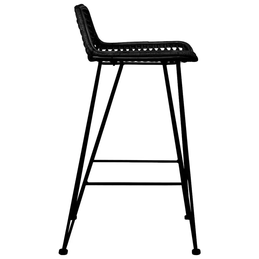 Bar Stools Rattan Black 2 Piece Metal Legs Kitchen Counter Pub Chairs