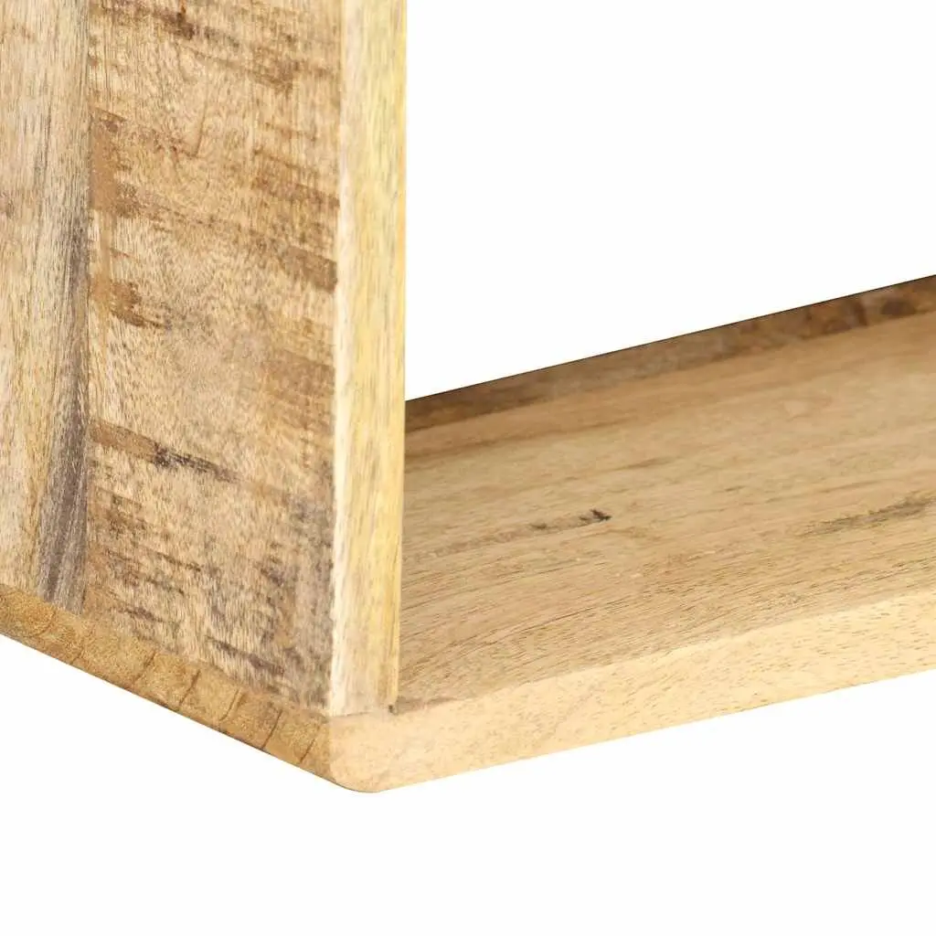 Wall Cube Shelf Set Brown 3 Piece Solid Mango Wood Floating Storage Display
